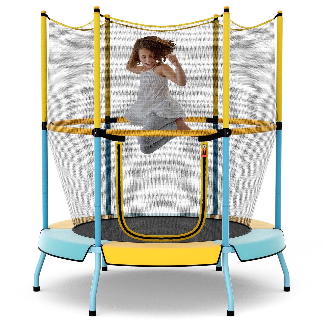 Costway 48" Toddler Trampoline for Kids with Safety Enclosure Net Heavy-duty Frame Orange/Yellow